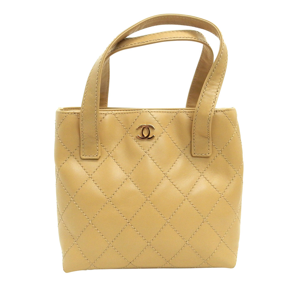 Chanel Handtas Leer in Beige