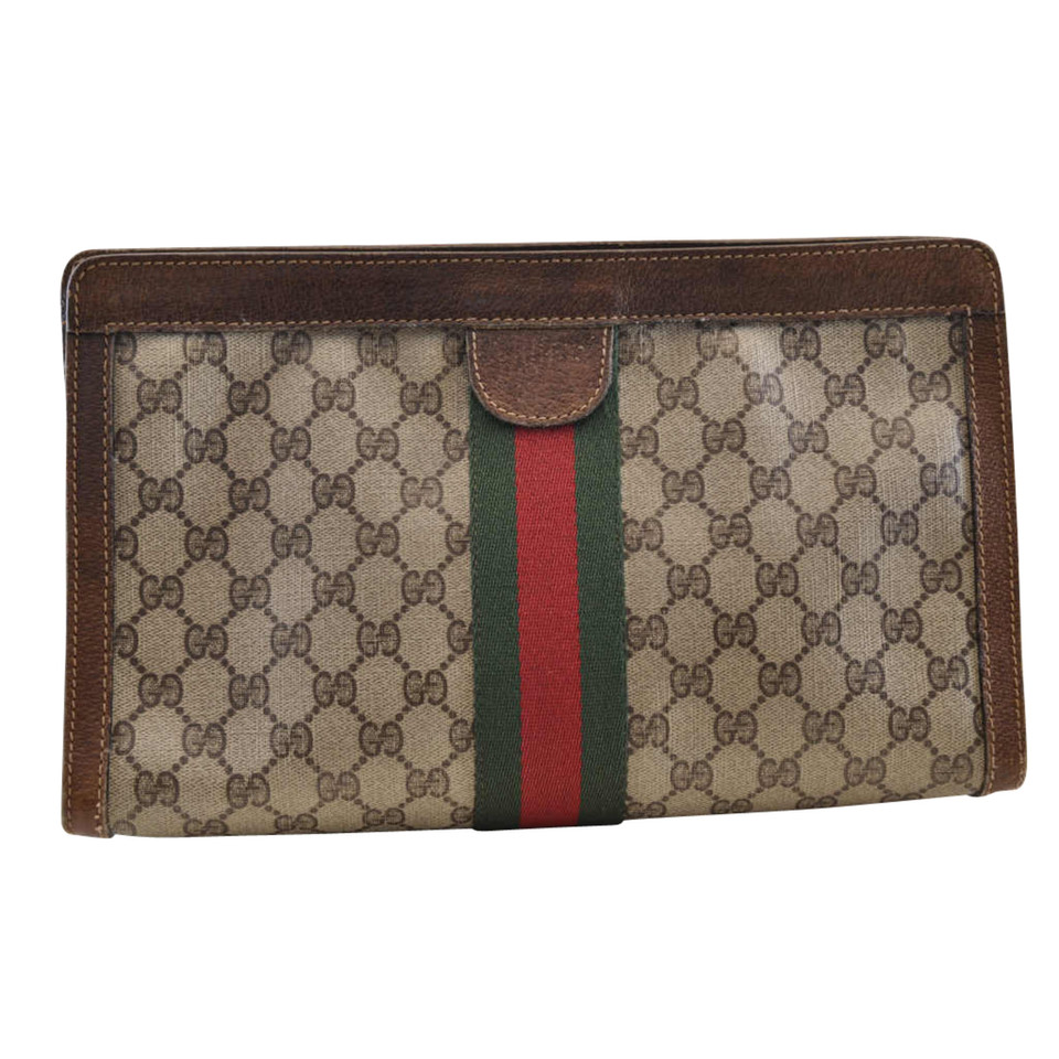 Gucci Clutch Bag Canvas in Brown