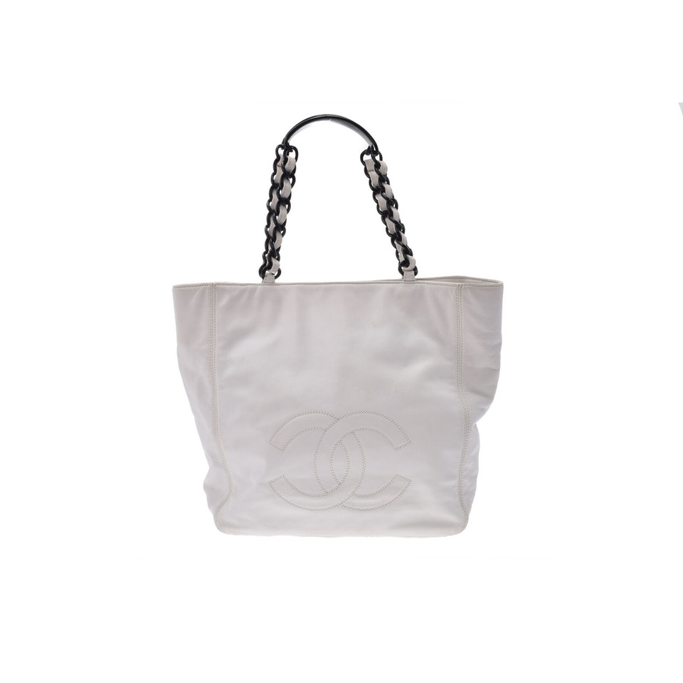 Chanel Tote Bag aus Leder in Weiß