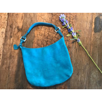 Delvaux Turquoise suede bag