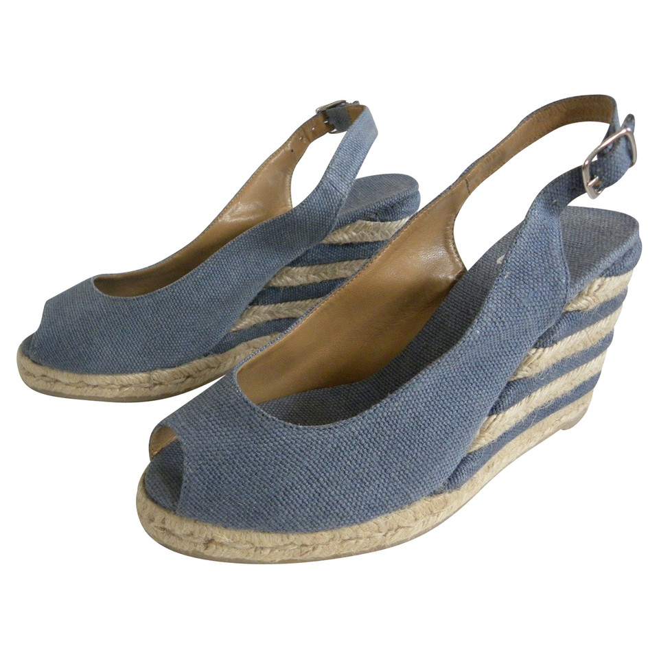 Castañer Wedges Canvas in Turquoise