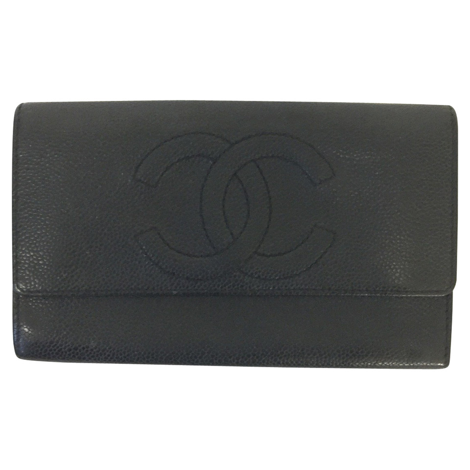 Chanel Täschchen/Portemonnaie aus Leder in Schwarz