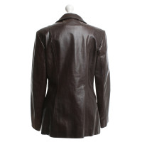 Marc Cain Leather blazer in dark brown