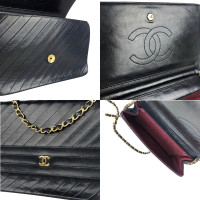 Chanel Flap Bag Leer in Zwart