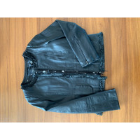 Max Mara Jacket/Coat Leather in Black