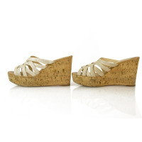 Christian Louboutin Wedges Cotton in Cream