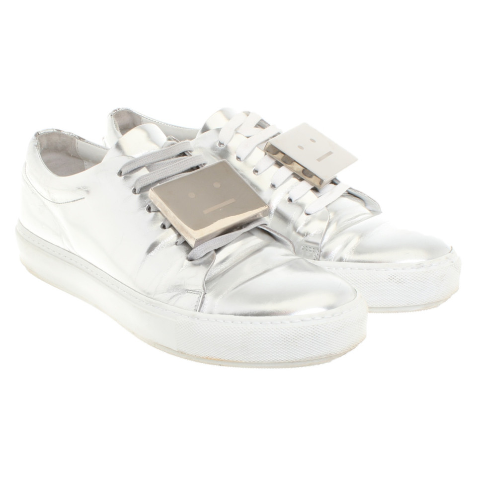 Acne Trainers Leather in Silvery