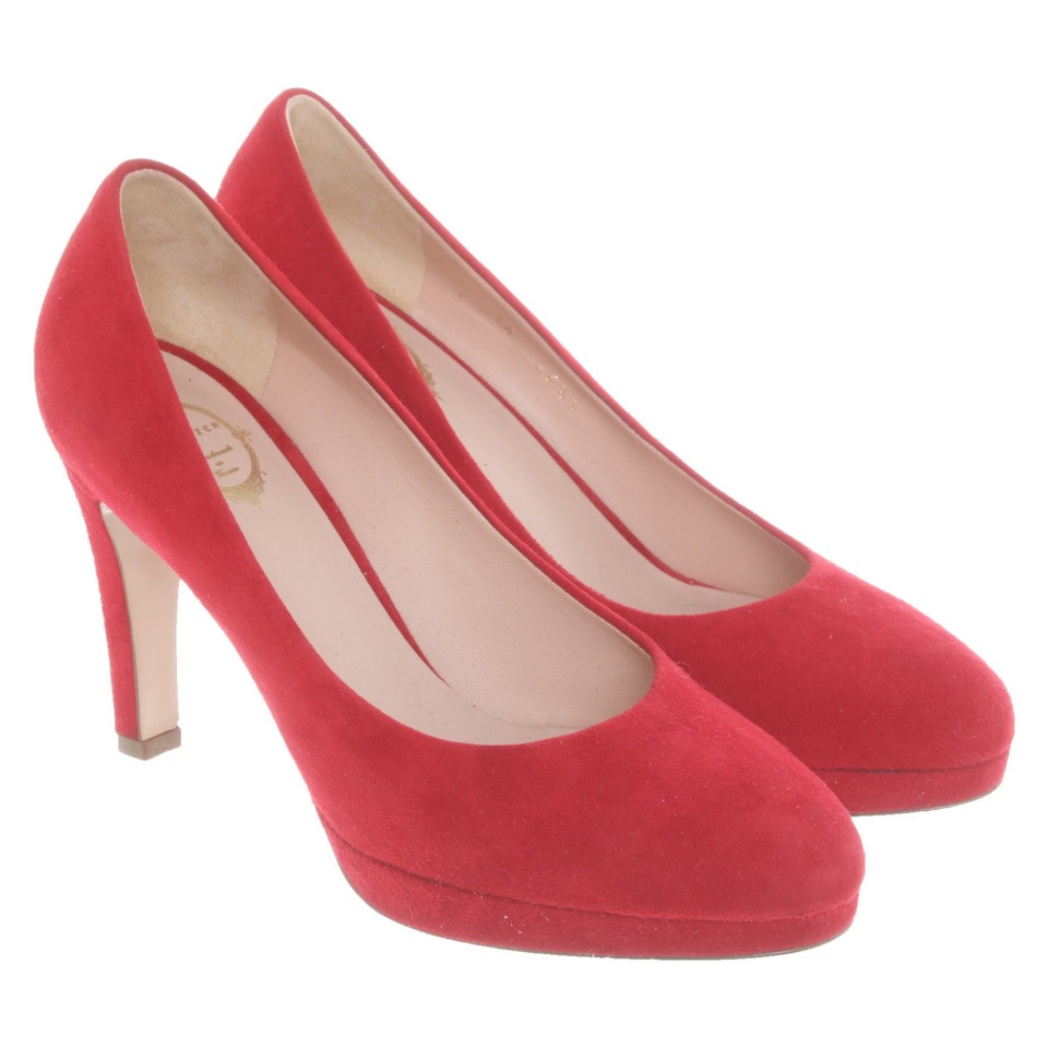 Unützer Pumps/Peeptoes Suede in Red