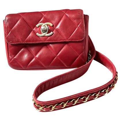 Chanel Belt Flap Bag Leather in Red