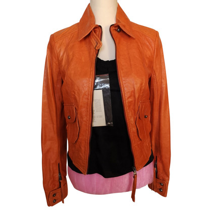 Patrizia Pepe Jacket/Coat Leather in Orange