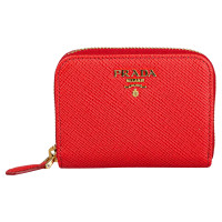 Prada Täschchen/Portemonnaie aus Leder in Rot