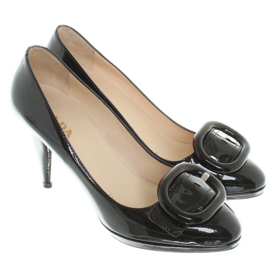 Prada Pelle verniciata-pumps con effetto metallico