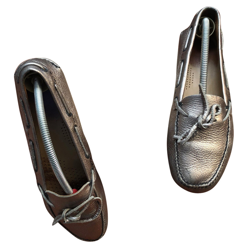 Car Shoe Slippers/Ballerina's Leer in Goud