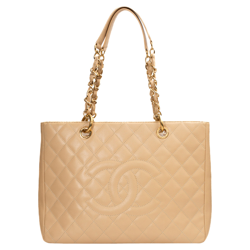 Chanel Grand  Shopping Tote aus Leder in Creme