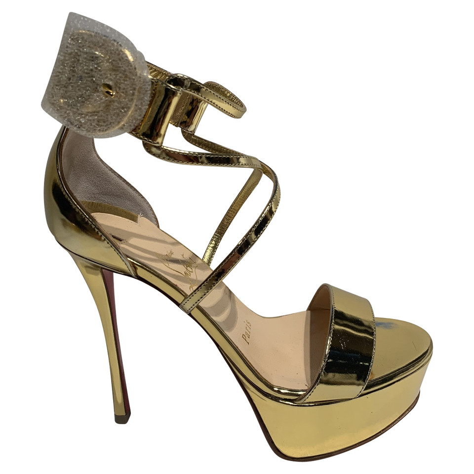 Christian Louboutin Sandals Patent leather in Gold