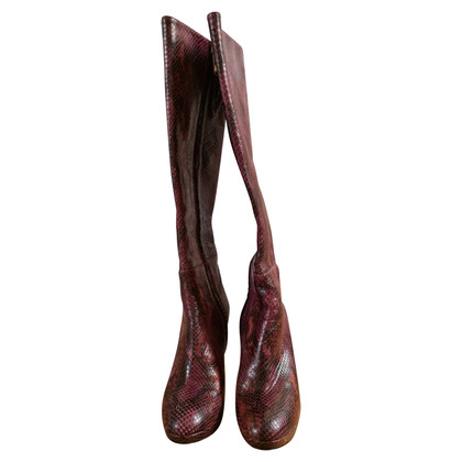 Pollini Stiefel aus Leder in Bordeaux