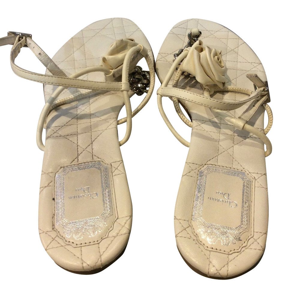 Christian Dior Sandals Leather in White