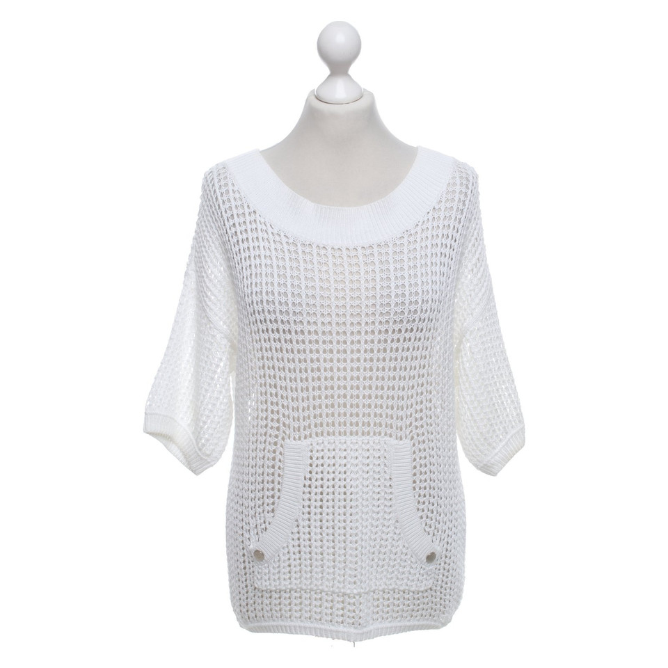 Armani Lochstrick-Pullover in Weiß
