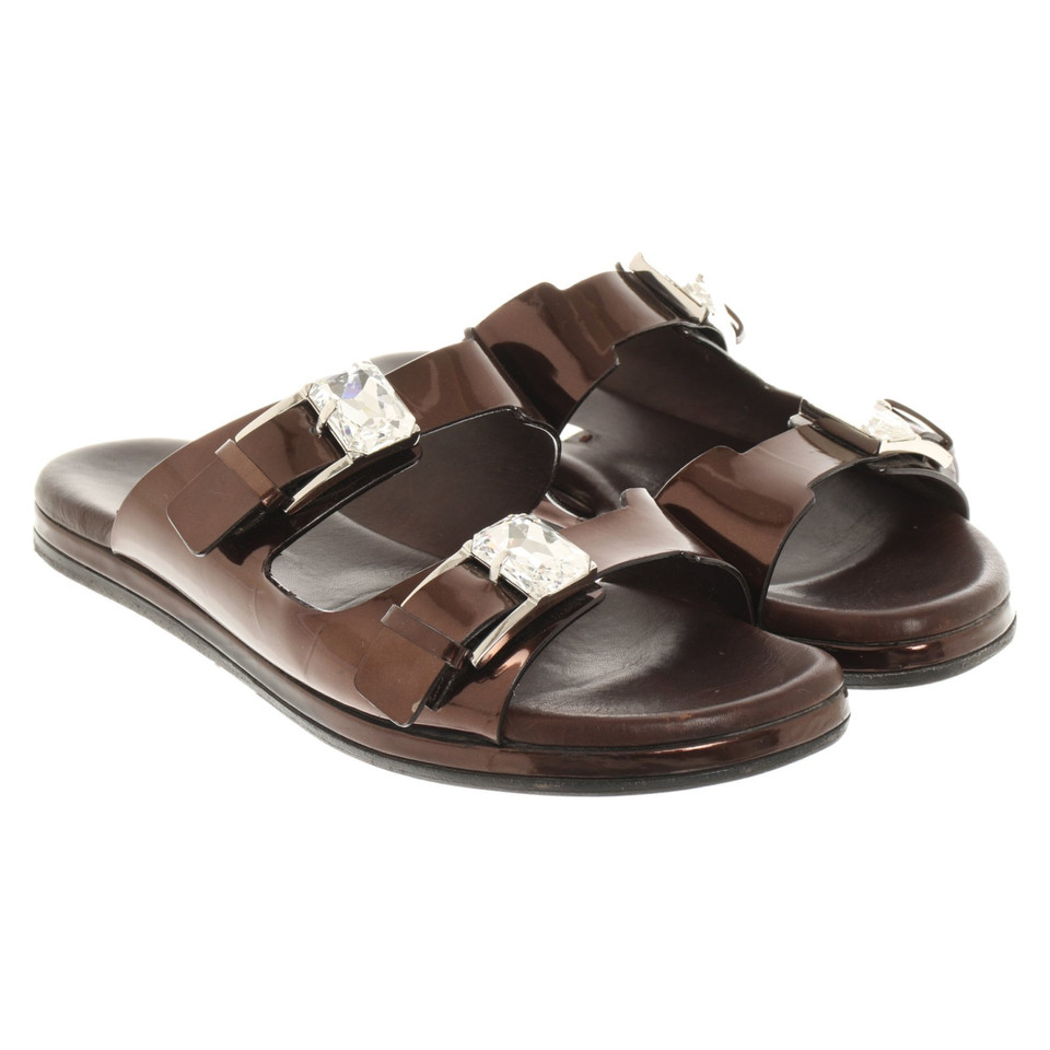 Casadei Sandals Patent leather in Brown