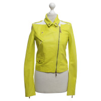 Just Cavalli Leather jacket in neon yellow