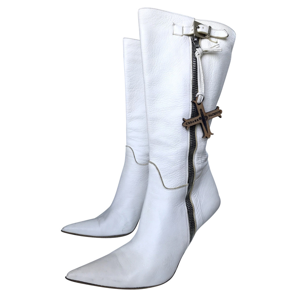 Cesare Paciotti Boots Leather in White