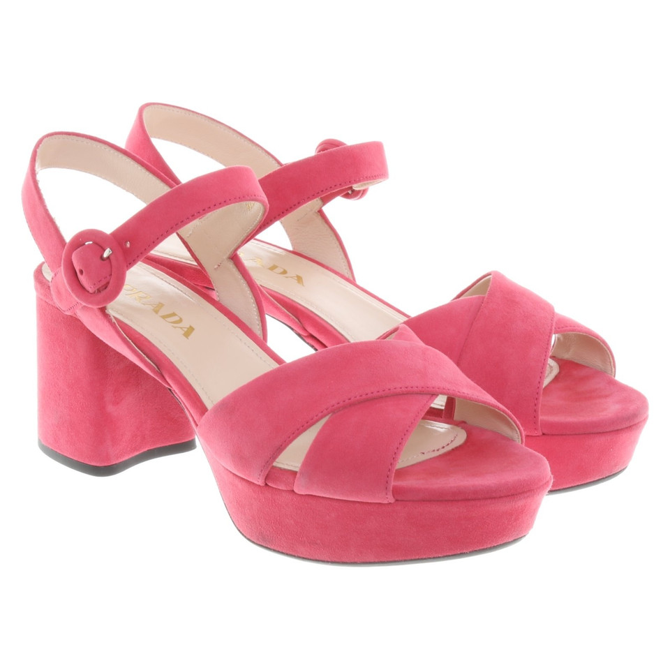 Prada Sandales en daim rose