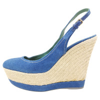 Sergio Rossi Wedges Jeans fabric in Blue