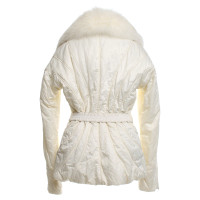 Moncler Witte jas met bontkraag