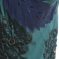 Pinko zijden jurk in groen / blauw