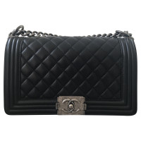 Chanel Boy Bag Leer in Zwart