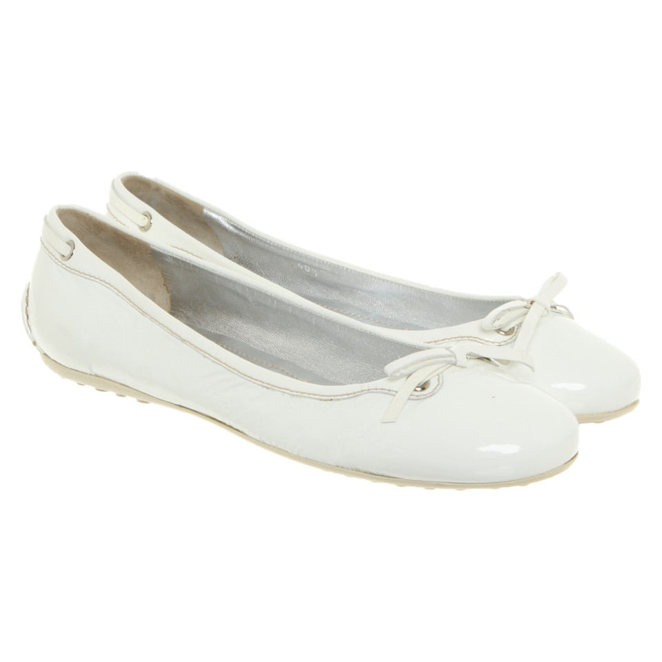 Car Shoe Slippers/Ballerinas Patent leather in White