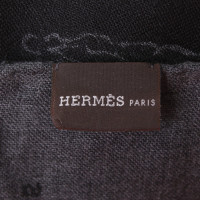 Hermès Echarpe en noir et gris foncé