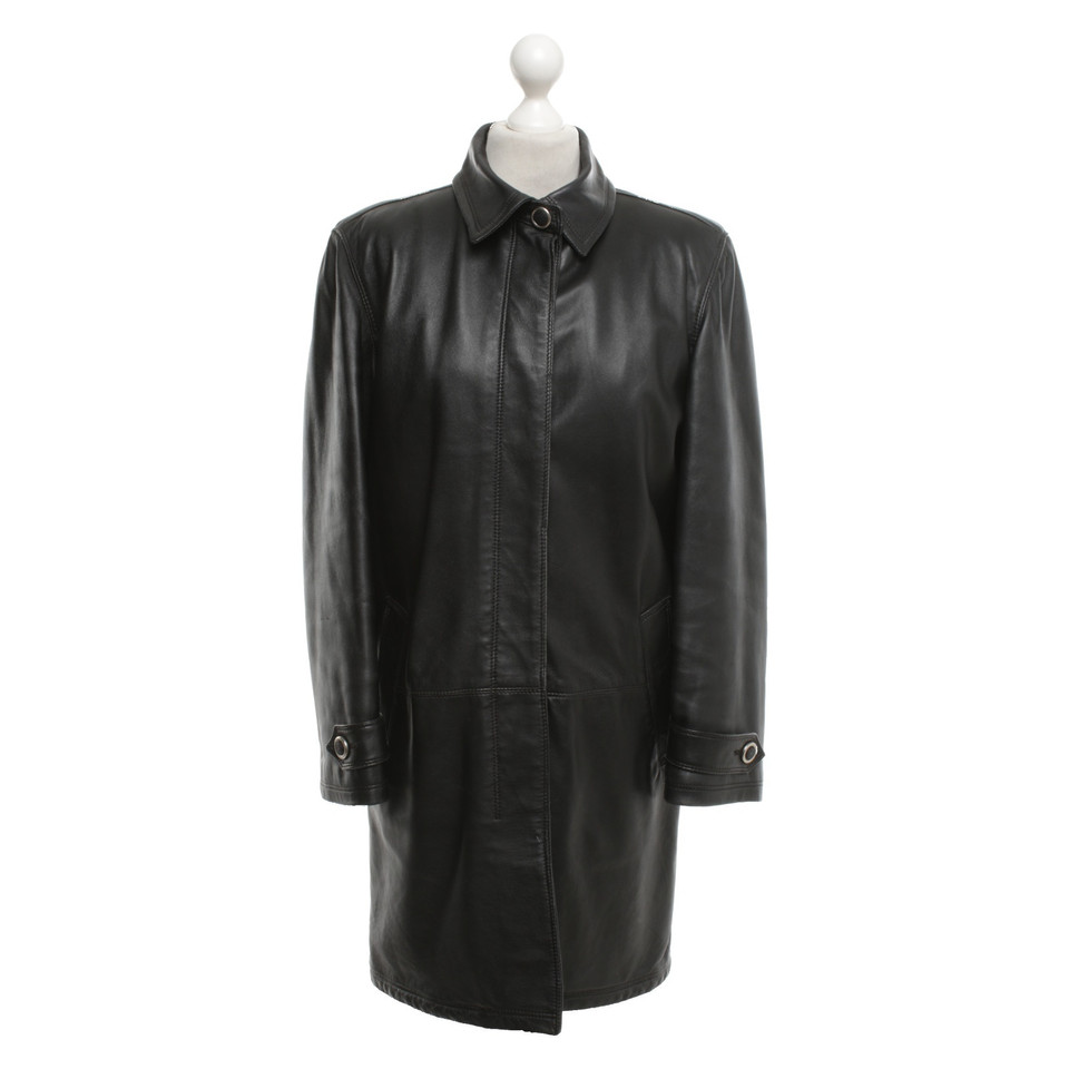 Versace Vintage leren jas in zwart