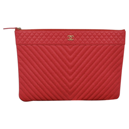 Chanel Clutch Bag Leather in Red