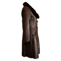 Prada Manteau de cuir avec col en fourrure vison