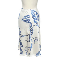 Ralph Lauren Zijden rok in wit / blauw