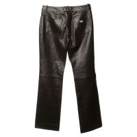 Céline Pantalon en cuir en brun foncé