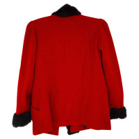 Yves Saint Laurent Giacca/Cappotto in Lana in Rosso