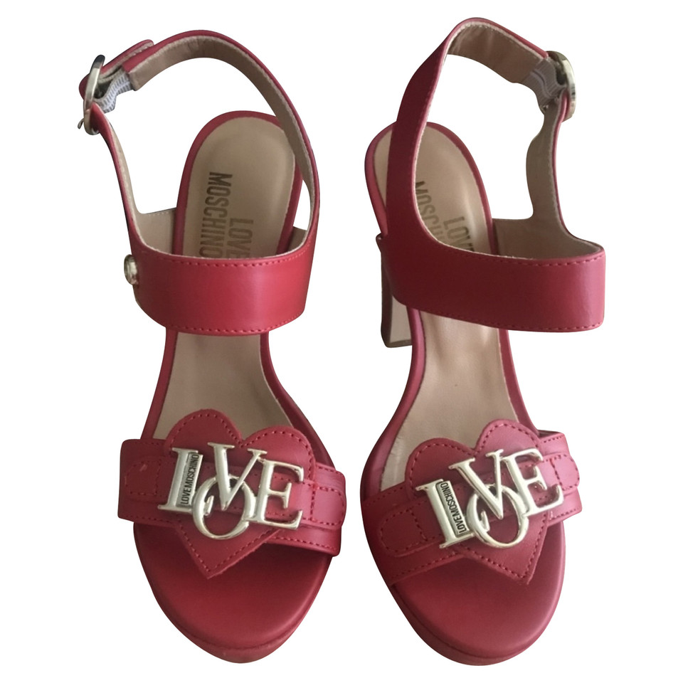 Love Moschino Sandals Leather in Red