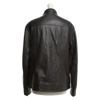 Hugo Boss Leather jacket in dark brown