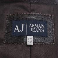 Armani Jeans Manteau en cuir marron