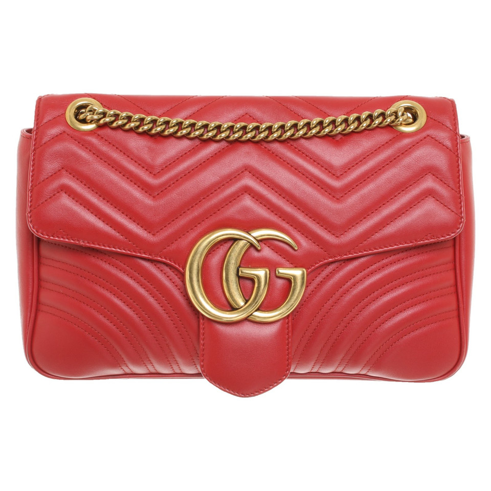 Gucci GG Marmont Flap Bag Normal Leer in Rood