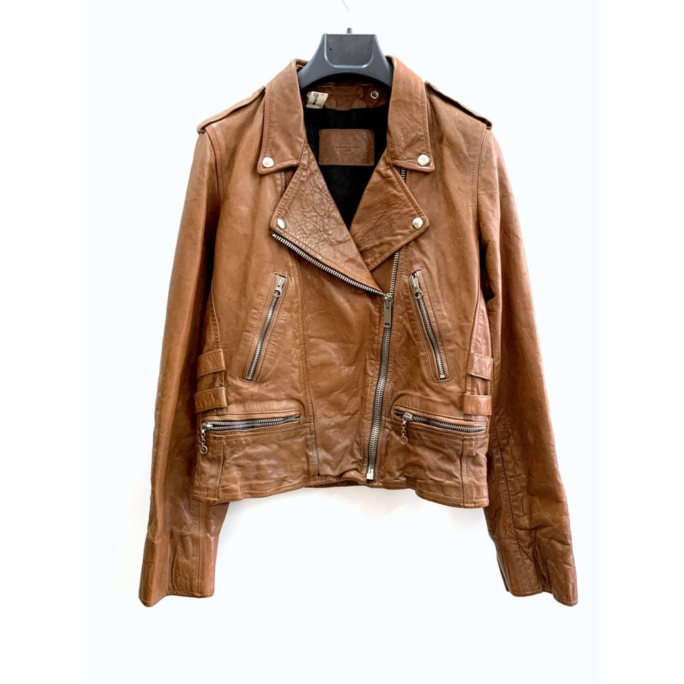 Golden Goose Jacke/Mantel aus Leder in Braun