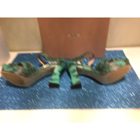 Miu Miu Sandales en Cuir en Turquoise