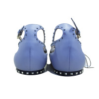 Valentino Garavani Slippers/Ballerinas Leather in Turquoise