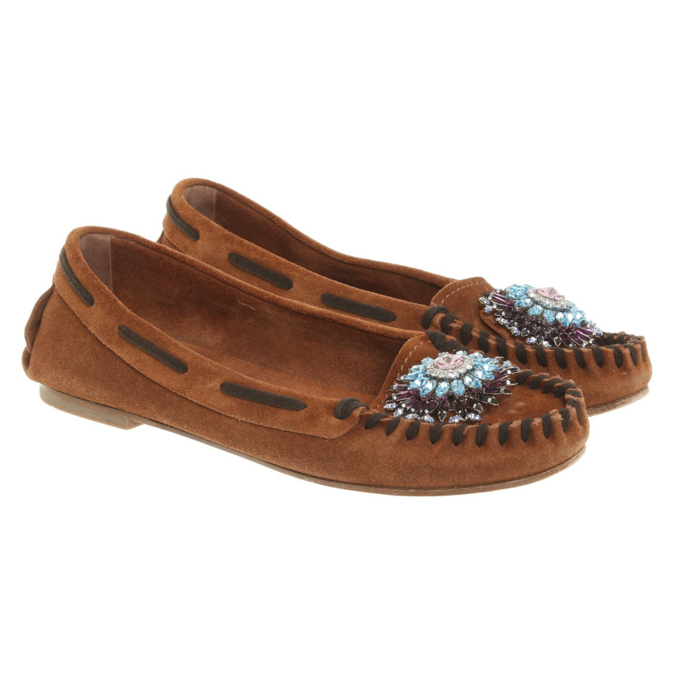 Miu Miu Slippers/Ballerinas Suede in Brown