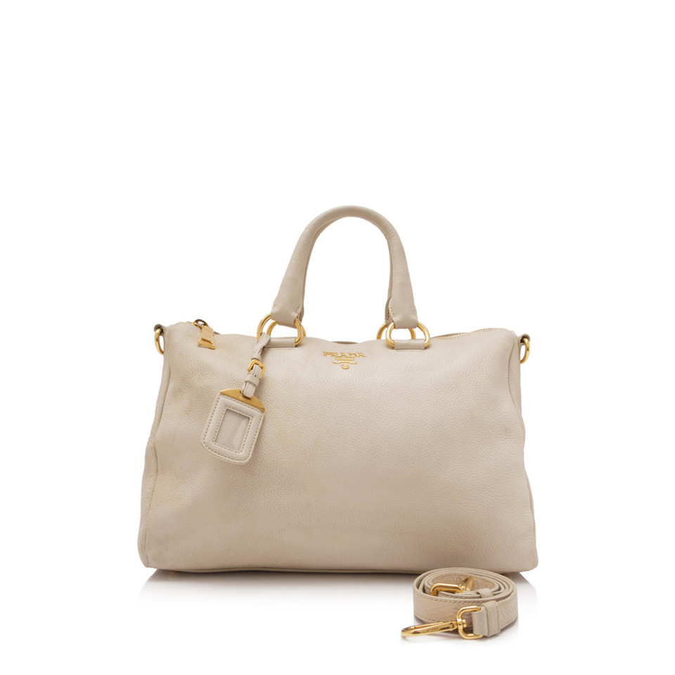 Prada Schoudertas Leer in Beige