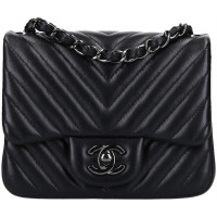 Chanel Classic Flap Bag Small Leer in Zwart