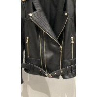 Balmain Jacke/Mantel aus Leder in Schwarz