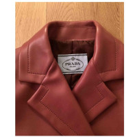 Prada Jacke/Mantel aus Leder in Rosa / Pink